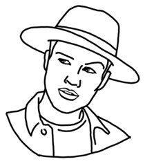 Handsome man wear stylish hat. Friendly face portrait. Street urban fashion for hipster, model, student, young, adult. Hand drawn retro vintage illustration. Old style comic cartoon drawing.