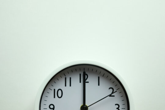 Minimal background,time,deadline concept.,Flay lay Part of White Clock on white background with copyspace