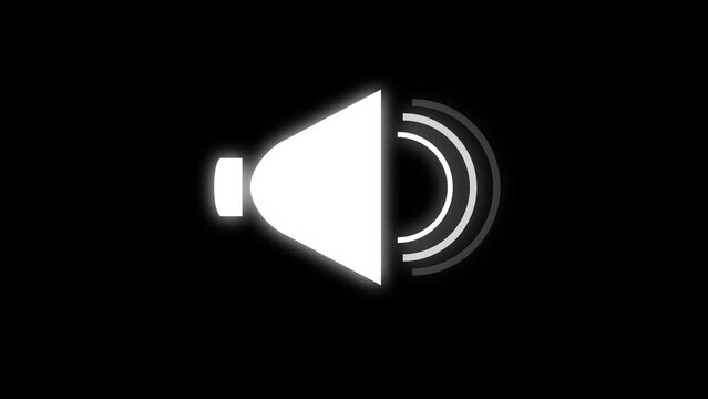 Black and white color speaker volume animation in 4K 60fps high resolution, RGB + Alpha.