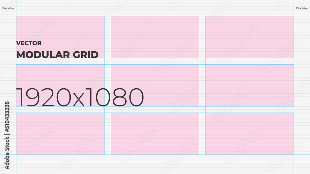 Wall mural vector modular grid for full hd screen with 3 columns and 3 rows