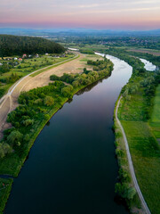 Panorama rzeki z lotu ptaka