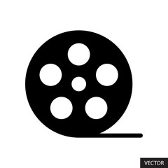 Film Reel, Film Roll or Filmstrip vector icon in flat style design for website design, app, UI, isolated on white background. Vector illustration.