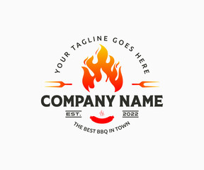 BBQ, Grill Logo Design. Barbecue Logo Design Template