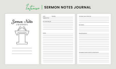 Sermon Notes Journal kdp Interior Template
