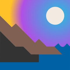 illustration of the moon over the ocean