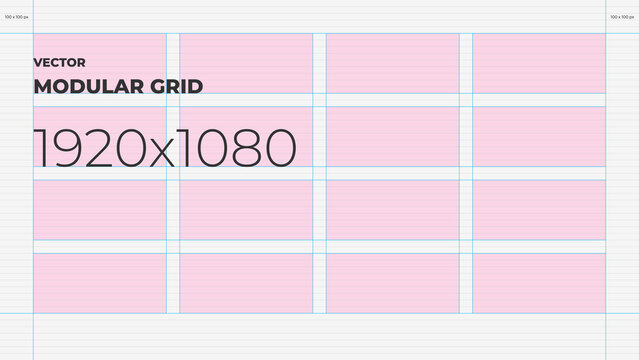 Vector Modular Grid For Full HD Screen With 4 Columns And 4 Rows