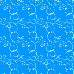 Blue wave line with spiral seamless pattern