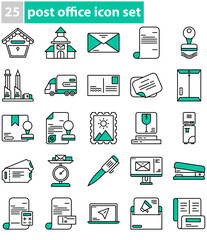 post office and delivery service icon set