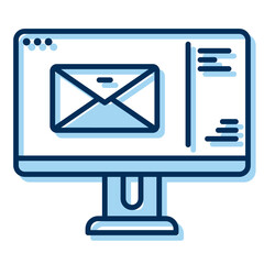 computer screen icon and letter envelope on transparent background