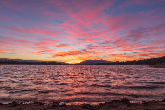 sunset over big bear lake