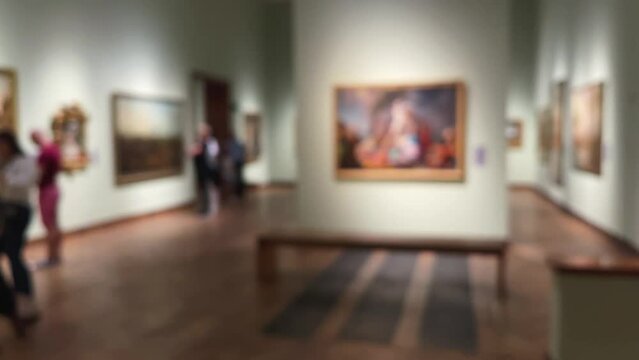 Blurred museum gallery interior, art history and culture concept