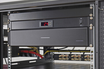 A rack of equipment for organizing an Ethernet connection for data centers