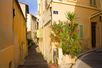 Street in the old town Antibes, France