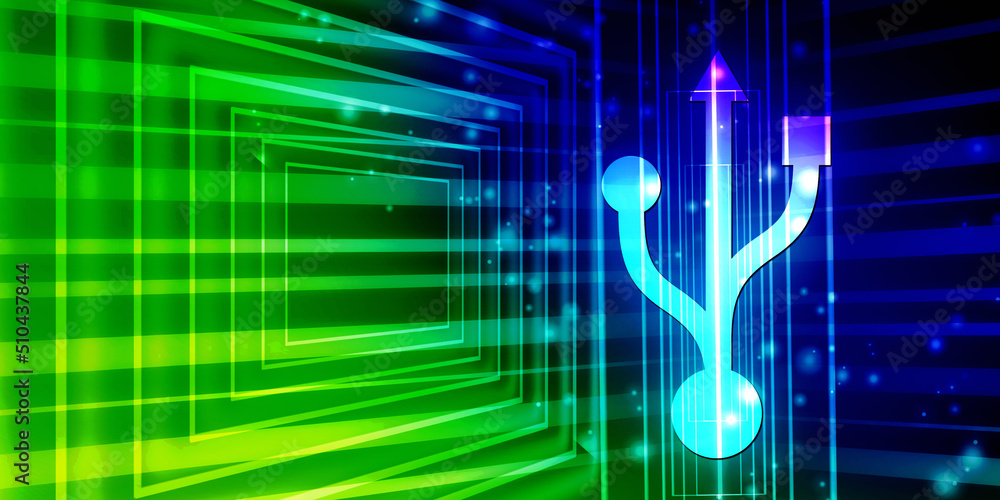 Poster 2d rendering usb icon