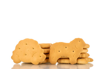 Several zoological cookies, macro, isolated on a white background.