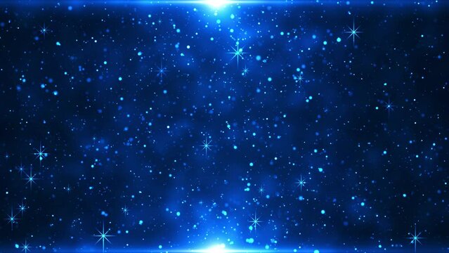 Glittering Blue Small Particles with Stars and Lights