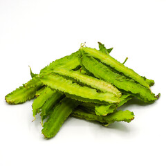 Fresh winged bean on white background.