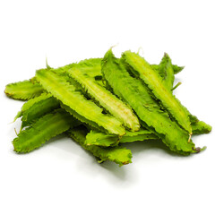 Fresh winged bean on white background.