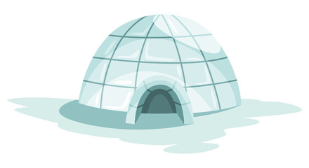 Igloo icon. Cartoon vector icehouse. Winter construction from ice blocks. Eskimo peoples house isolated on white background