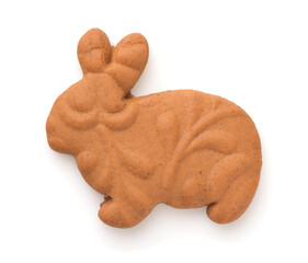 Top view of gingerbread easter bunny