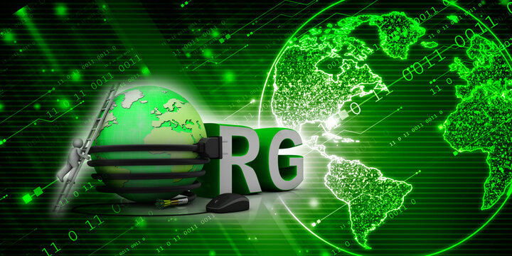 

3d illustration Internet domain org connected mouse with mobile charging cable connected globe near technician