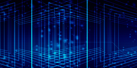 2d illustration Abstract futuristic electronic circuit technology background