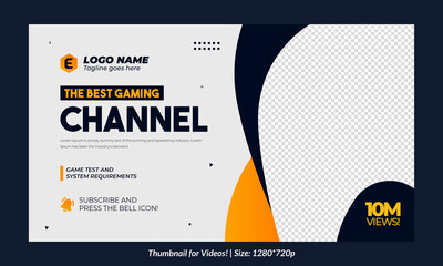 Gaming video thumbnail for streaming and game review. Game review thumbnail. Editable video thumbnail design. Editable video thumbnail Premium Vector, Customizable Thumbnails banner art Video cover.	