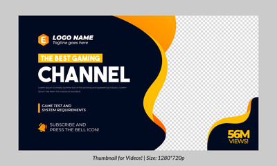 Gaming video thumbnail for streaming and game review. Game review thumbnail. Editable video thumbnail design. Editable video thumbnail Premium Vector, Customizable Thumbnails banner art Video cover.	