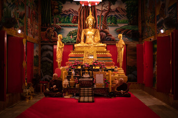 Khlong Ket, Khok Samrong District, Lopburi. June 03, 2022.  Wat Si Suthawas. Buddha statue.