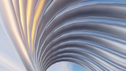 Abstract metallic curve waves background 3d render