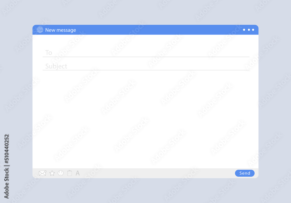 Poster email interface. web page mockup. internet message, isolated frame, blank email ui design. blank let