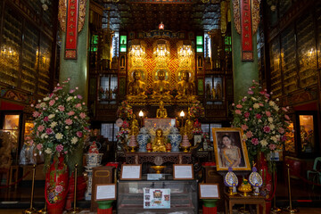 Fototapeta na wymiar Phra Nakhon, Bangkok . June 11, 2022. Wat Thiphaya Waree Wihan. Beautiful Chinese temple.