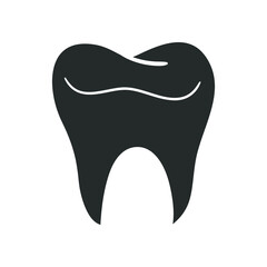 Tooth Icon Silhouette Illustration. Dentist Vector Graphic Pictogram Symbol Clip Art. Doodle Sketch Black Sign.