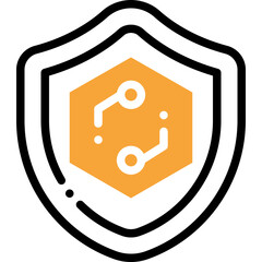 cyber security flat line icon