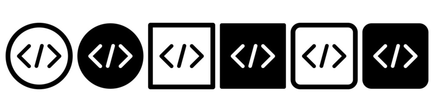 Code Icon Set. Html Sign. Stock Vector Illustration 