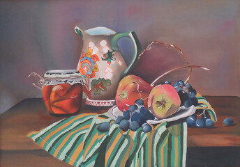 Original Oil Painting The Apples and the Vase