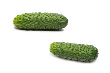 Fresh green cucomber isolated on white background.
