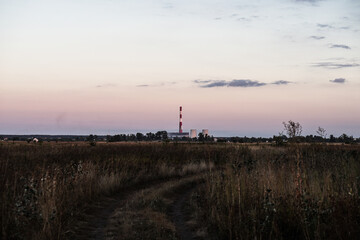 Electric thermal station. Chernobyl, environmental pollution.