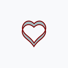 Red heart icon.  Love sign symbol.  White background.