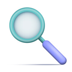 Magnifying glass. Analysis concept. 3d vector icon.Vector illustration.