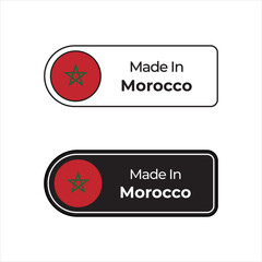 Made in Morocco labels design set with flag and text in two different style