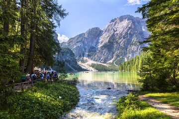 Lago di Braies, beautiful lake in the Dolomites