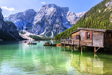 Lago di Braies, beautiful lake in the Dolomites