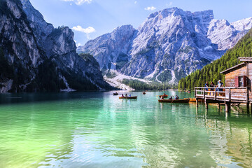 Lago di Braies, beautiful lake in the Dolomites