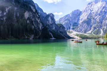 Lago di Braies, beautiful lake in the Dolomites