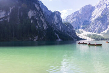 Lago di Braies, beautiful lake in the Dolomites