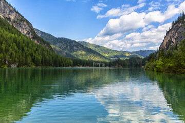 Lago di Braies, beautiful lake in the Dolomites