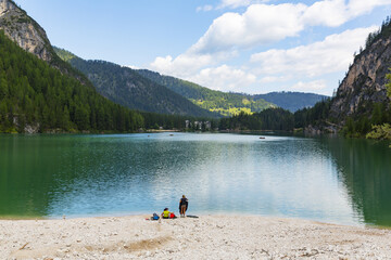 Lago di Braies, beautiful lake in the Dolomites