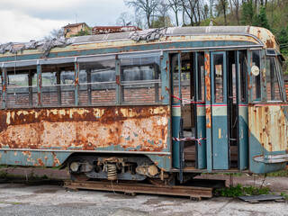 Fototapeta na wymiar detail of old rusty tram