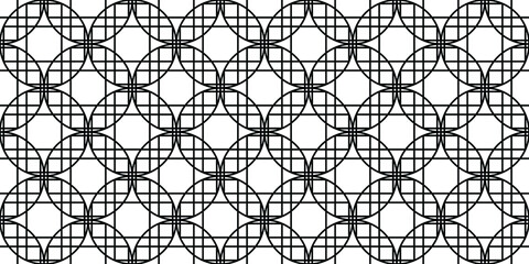 Seamless geometric pattern, circles lattice. Black on a white background. Vector illustration.